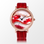 闪钻海洋水晶鱼真皮防水表W50059L