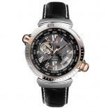 先机系列 世界时区镂空全自动真皮机械表男表W60129G